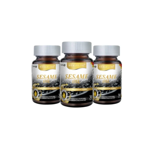 Sesame Oil 500 mg. น้ํามันงา 1 กระปุก บรรจุ 30เม็ด เซ็ท 3 กระปุก