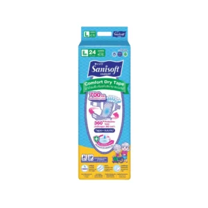 Sanisoft / แซนนิซอฟท์ ผ้าอ้อมผู้ใหญ่ เทป ซึมซับ700cc (ไซส์ L : 44-55นิ้ว/120-140ซม.) 24ชิ้น/ห่อ