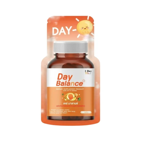 [ ซอง 10 แคปซูล ] - Day Balance - ใช้สมอง ระหว่างวัน ได้เต็มที่ - 1Dayvit by aglam 1 ซอง ( 10 แคปซูล )