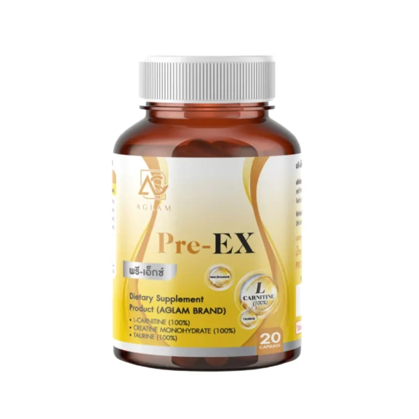 health-care-1471 Pre-EX พรี-เอ็กซ์ มีแอล-คานิทีน ทอรีน วิตามินบี3 ครีเอทีน 1 กระปุก บรรจุ 30 แคปซูล 1 กระปุก