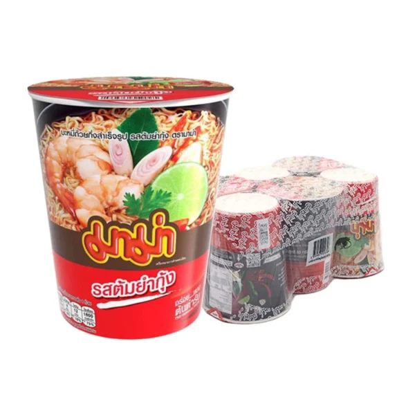 instant-meals-0003 มาม่า บะหมี่กึ่งสําเร็จรูป ชนิดถ้วย รสต้มยํากุ้ง 60 ก. x 6