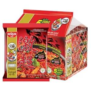 instant-meals-0057 นิสชิน บะหมี่กึ่งสําเร็จรูปแบบแห้ง รสเอ็กซ์ตรีมไก่เผ็ด 60 ก. x 5