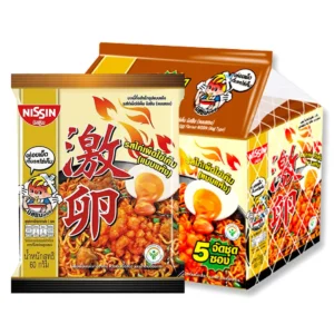 instant-meals-0060 นิสชิน บะหมี่กึ่งสําเร็จรูป รสไก่เผ็ดเกาหลีไข่เค็ม 60 ก. x 5