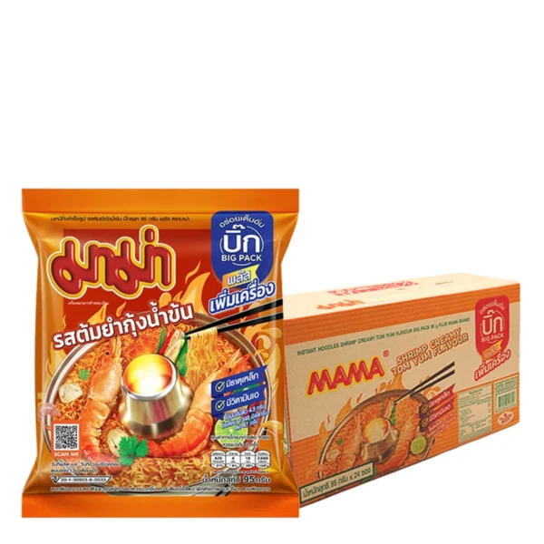 instant-meals-0065 มาม่า บะหมี่กึ่งสําเร็จรูป บิ๊กแพค รสต้มยํากุ้งน้ําข้น 95 ก. x 24