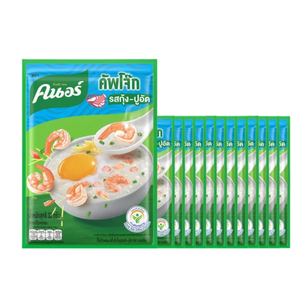 instant-meals-0086 คนอร์ โจ๊กกึ่งสําเร็จรูป รสกุ้ง+ปูอัด 32 ก. x 12