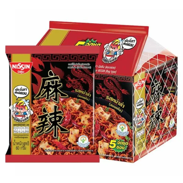 instant-meals-0100 นิสชิน บะหมี่กึ่งสําเร็จรูปแบบแห้ง รสหม่าล่า 60 ก. 5 ห่อ