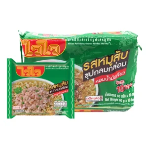 ไวไว บะหมี่กึ่งสําเร็จรูป รสหมูสับ 60 ก. 10 ซอง