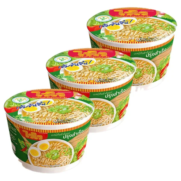 instant-meals-0109 ไวไว บะหมี่กึ่งสําเร็จรูป รสปรุงสําเร็จ (ชนิดชาม) 70 ก. x 3