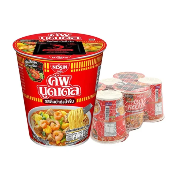 นิสชิน คัพ บะหมี่กึ่งสําเร็จรูป ต้มยํากุ้งน้ําข้น 77 ก. x 6