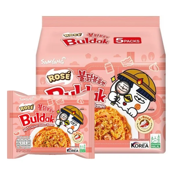 instant-meals-0132 ซัมยัง บูลดัก โรเซ่ ราเมง รสไก่สูตรเผ็ด ผสมครีมนมและซอสโคชูจัง 140 ก. x 5