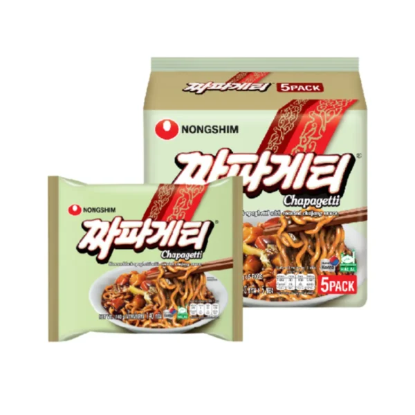 [แพ็ค 5 ซอง] Chapagetti - ชาปาเก็ตตี้ (บะหมี่กึ่งสําเร็จรูป พร้อมซองเครื่องปรุงรสซอสถั่วดํา)