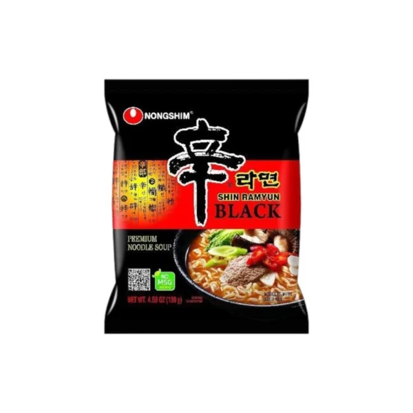 [ซองเดียว] Nongshim Shin Ramyun Black Noodle Soup นงชิม ชินรามยอนแบล็ค บะหมี่กึ่งสําเร็จรูปรสเผ็ด(ซุปเนื้อพรีเมี่ยม)