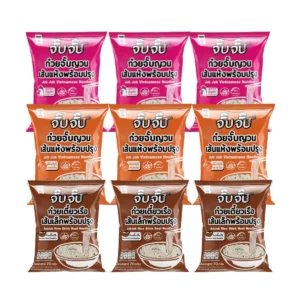instant-meals-0283 (มีฮาลาล) จั๊บจั๊บ ก๋วยจั๊บญวนสําเร็จรูป คละรสซุปไก่+ต้มยํา+ก๋วยเตี๋ยวเส้นเล็ก แพ็ค 9 ซอง เส้นไม่ทอด Gluten Free Hala