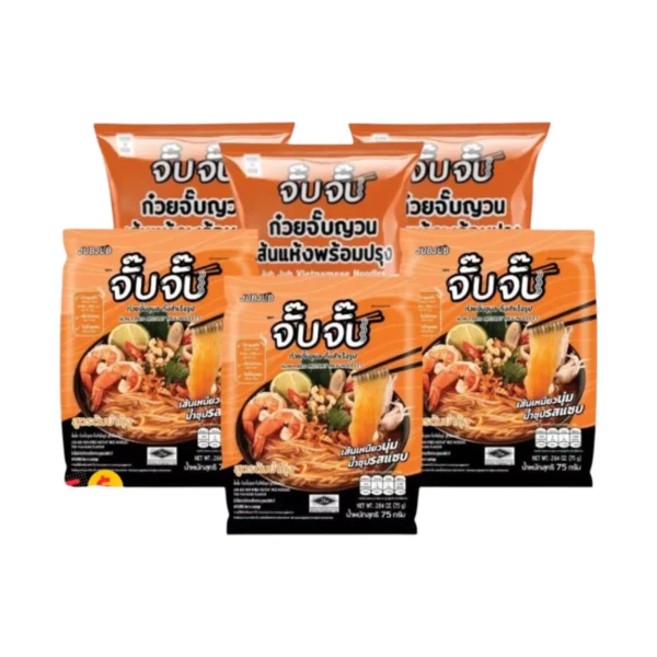 instant-meals-0294 (มีฮาลาล)จั๊บจั๊บก๋วยจั๊บญวนคละรสชาติ 6 ซอง(ต้มยํากุ้ง+ต้มยําเส้นแห้ง) เก็บได้ 1 ปี เส้นไม่ทอด