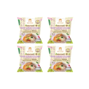 New! More Please บะหมี่มันม่วง รสต้มยําสูตรไม่เผ็ด พร้อมเครื่องปรุง ไม่มีผงชูรส โซเดียมต่ํา เด็ก 1 ขวบขึ้นไปทานได้ มันม่วงต้มยําx4