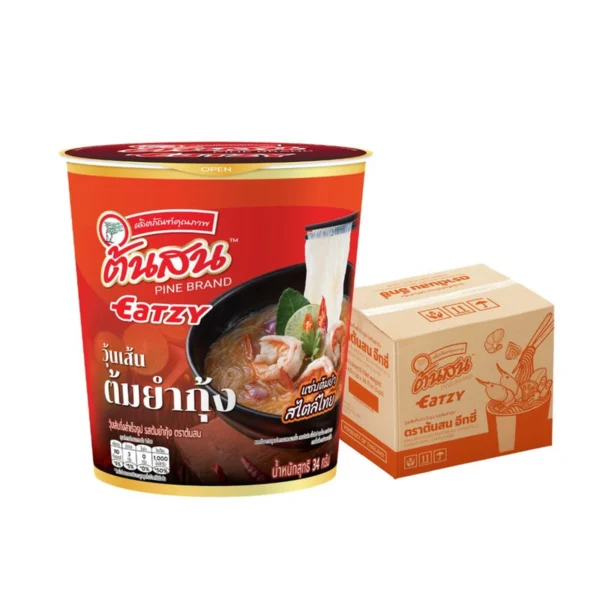 [สินค้าใหม่] ต้นสน อีทซี่  รสต้มยํากุ้ง วุ้นเส้นกึ่งสําเร็จรูป 34 กรัม แพ็ค 36 ถ้วย