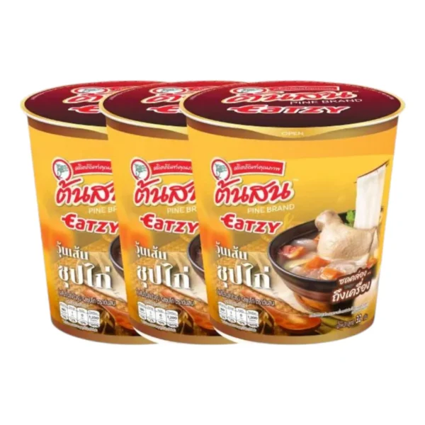 [สินค้าใหม่] ต้นสน อีทซี่ รสซุปไก่ วุ้นเส้นกึ่งสําเร็จรูป 32 กรัม แพ็ค 3 ถ้วย