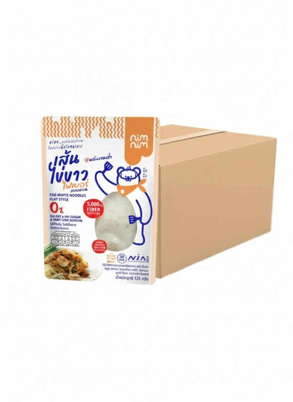 nimnim เส้นไข่ขาวไฟเบอร์  แบบแบน แคลต่ํา ไฟเบอร์สูง 125 ก. X 50