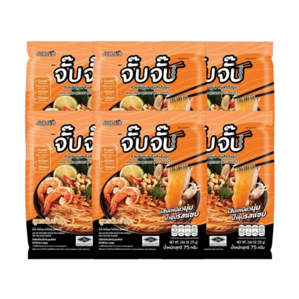 instant-meals-0372 จั๊บจั๊บ ก๋วยจั๊บอุบล ต้มยํากุ้ง 75g | 6 ซอง | ไม่ทอด เผ็ดกลาง Gluten Free