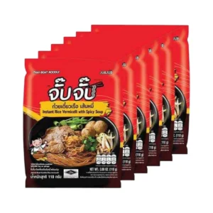 จั๊บจั๊บ ก๋วยเตี๋ยวเรือ เส้นหมี่ 110g | 6 ซอง | ซุปแดงเข้ม เส้นไม่ทอด Halal