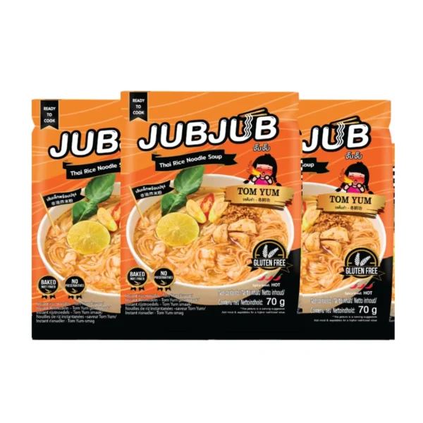 instant-meals-0388 จั๊บจั๊บ ต้มยํา เส้นเล็ก (3 ซอง) แซ่บจี๊ดถึงใจ ซุปเข้มข้น กับเส้นเหนียวนุ่ม เส้นไม่ทอด Gluten Free Hala