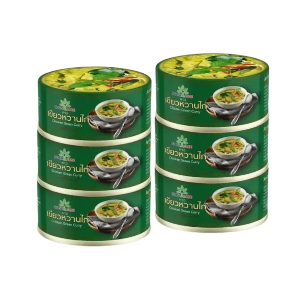 บุญทรี อาหารพร้อมทาน 6 แพ็ค (แกงมัสมั่นไก่,แกงเขียวหวานไก่,แกงเผ็ดไก่) 185 กรัม - Boon Tree Brand แกงเขียวหวานไก่