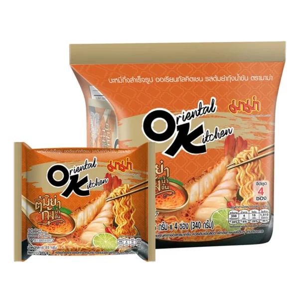 instant-meals-0443 มาม่า ออเรียนทัลคิตเชน บะหมี่กึ่งสําเร็จรูป รสต้มยํากุ้งน้ําข้น 85 ก. x 4