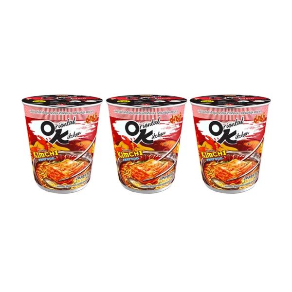 instant-meals-0446 มาม่า ออเรียนทัลคิตเชน บะหมี่ถ้วยกึ่งสําเร็จรูป รสกิมจิซีฟูด 80 ก. x 3
