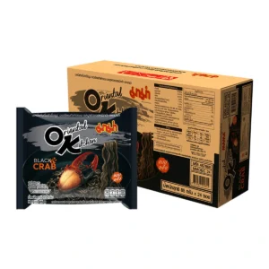 instant-meals-0456 มาม่า โอเค บะหมี่แห้งกึ่งสําเร็จรูป รสปูผัดซอสหมึกดํา 85 ก. x 24