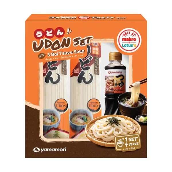 ยามาโมริ เส้นอูด้ง200กรัมx2 และน้ําซุปเข้มข้น3เท่า400กรัม