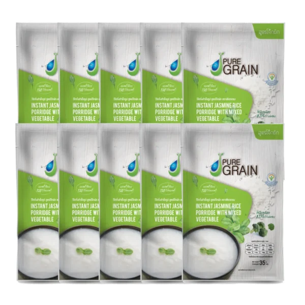 instant-meals-0471 เพียวเกรน โจ๊กกึ่งสําเร็จรูป สูตรโจ๊กผัก 35 กรัม (จํานวน 10 ซอง)
