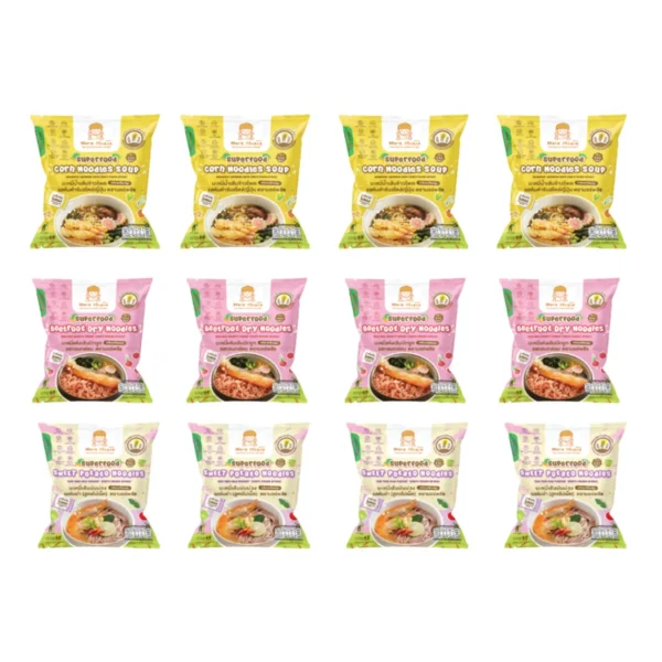 instant-meals-0481 แพ็ค 12ห่อ More Please มาม่าเด็ก บะหมี่ผักพร้อมเครื่องปรุง ไม่มีผงชูรส โซเดียมต่ํา เด็ก 1 ขวบขึ้นไปทานได้ สูตร Healthy คละรสอย่างละ4ห่อ