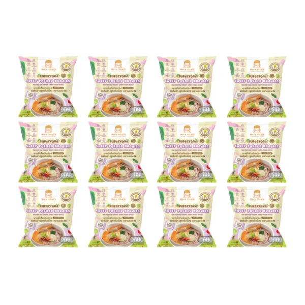 instant-meals-0485 แพ็ค 6 More Please บะหมี่มันม่วง รสต้มยําสูตรไม่เผ็ด พร้อมเครื่องปรุง ไม่มีผงชูรส โซเดียมต่ํา เด็ก 1 ขวบขึ้นไปทานได้ มันม่วงต้มยํา x 12