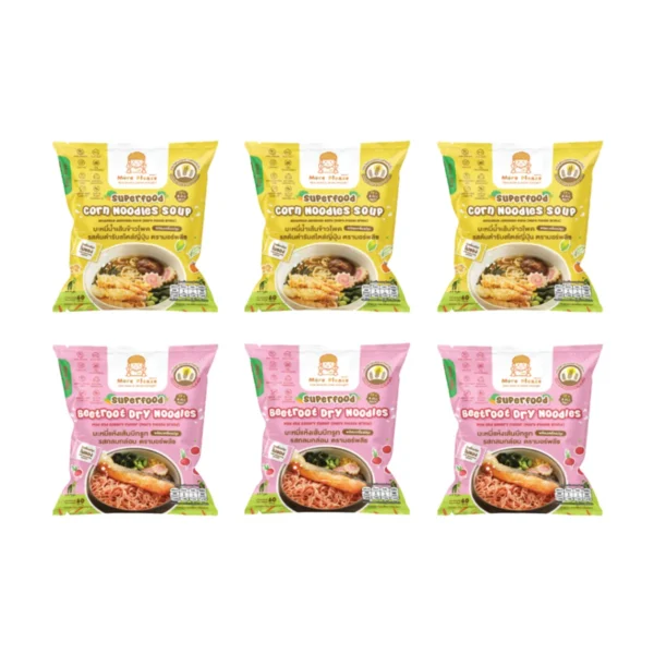 instant-meals-0488 แพ็ค 6 ห่อ More Please มาม่าเด็ก บะหมี่ผักพร้อมเครื่องปรุง ไม่มีผงชูรส โซเดียมต่ํา เด็ก 1 ขวบขึ้นไปทานได้ ผักออร์แกนิค คละรสอย่างละ3ห่อ