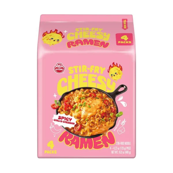 instant-meals-0495 โอโตกิ สเตอร์-ฟราย ชีสซี่ ราเมน สไปซี่ บะหมี่กึ่งสําเร็จรูปแบบแห้ง 120 ก. x 4
