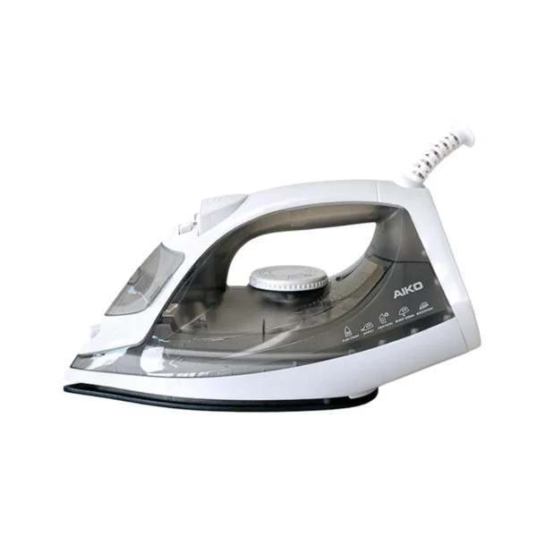 iron-0052 AIKO AK-007A สีเทา-ขาว เตารีดไอน้ํา STEAM IRON Ceramic Soleplate 2200W
