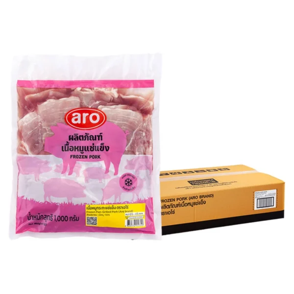 เอโร่ เนื้อหมูกระทะแช่แข็ง 4 มม. 1 ลัง (1 กก. x 10)