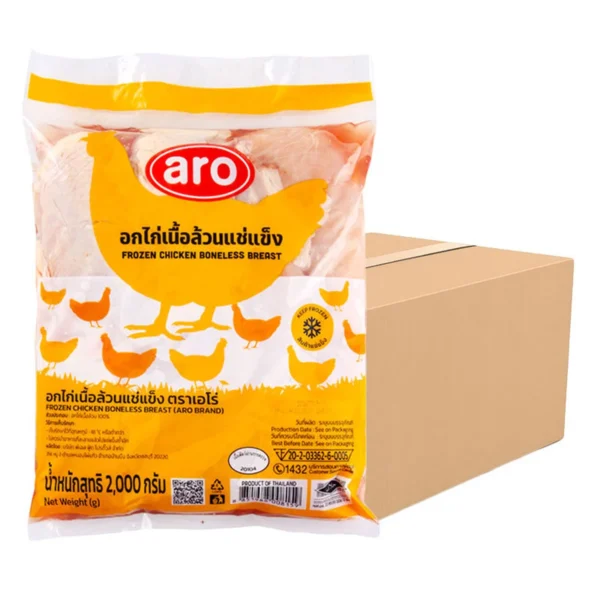 เอโร่ อกไก่เนื้อล้วนติดหนังแช่แข็ง 1 ลัง (2 กก. x 6)