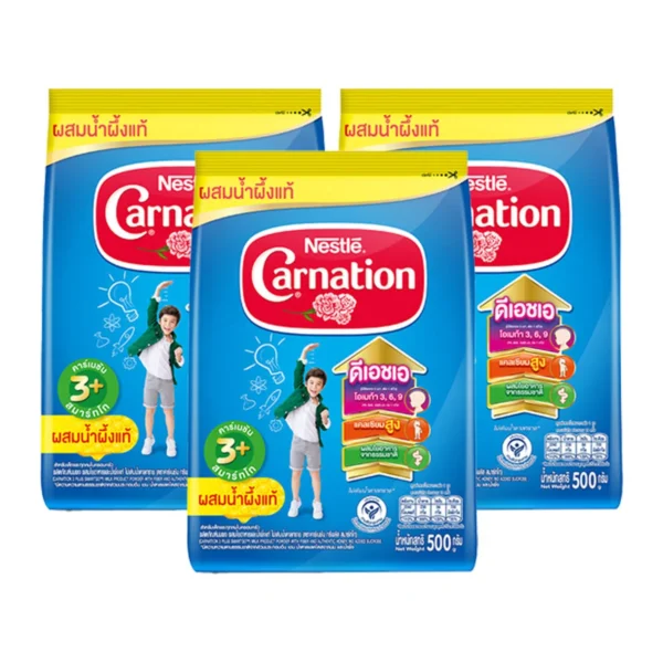 คาร์เนชัน ทรีพลัส สมาร์ทโก ผลิตภัณฑ์นมผง รสน้ําผึ้ง 500 ก. x 3