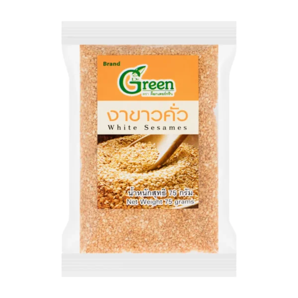 งาขาวคั่ว 75 กรัม (Dr.Green Roasted White Sesame 75 g.) ตรา ด็อกเตอร์กรีน