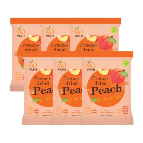 Wel-B Freeze-dried Peach 14g. (พีชกรอบ 14g.) (แพ็ค 6 ซอง) - ขนมเพื่อสุขภาพ ผลไม้กรอบ ผลไม้ฟรีซดราย