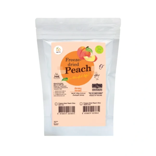 nuts-whole-grains-0076 Wel-B Freeze-dried Peach Diced 5x5mm 100g (เวลบี พีชกรอบหั่นเต๋า 5x5mm 100กรัม)