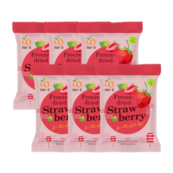 Wel-B Freeze-dried Strawberry 14g (สตรอเบอรี่กรอบ 14 กรัม) (แพ็ค 6 ซอง) - ขนม ขนมเพื่อสุขภาพ ผลไม้กรอบ ผลไม้ฟรีซดราย