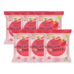 nuts-whole-grains-0078 Wel-B Freeze-dried Strawberry 22g.(สตรอเบอรี่กรอบ 22 กรัม) (แพ็ค 6 ซอง) - ขนม เพื่อสุขภาพ ผลไม้กรอบ
