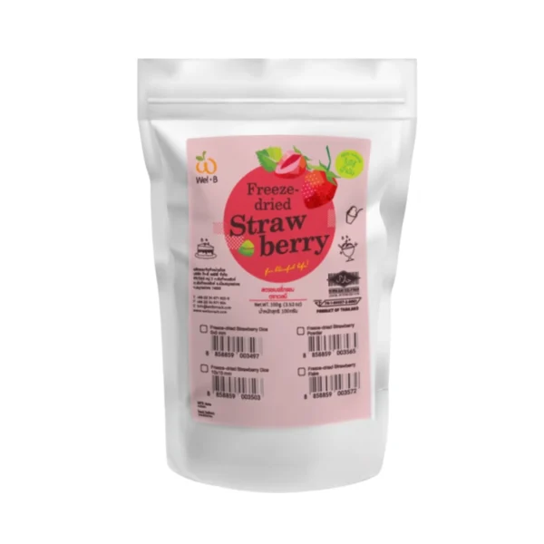 Wel-B Freeze-dried Strawberry Diced 10x10mm 100g (เวลบีสตรอเบอรี่กรอบหั่นเต๋า 10x10mm 100กรัม)
