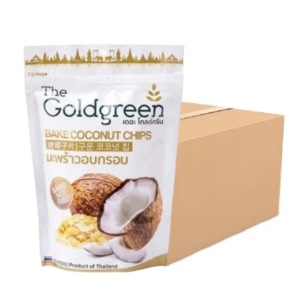 [ยกลัง 40] The Goldgreen - มะพร้าวอบกรอบ BAKE COCONUT CHIPS 50 กรัม