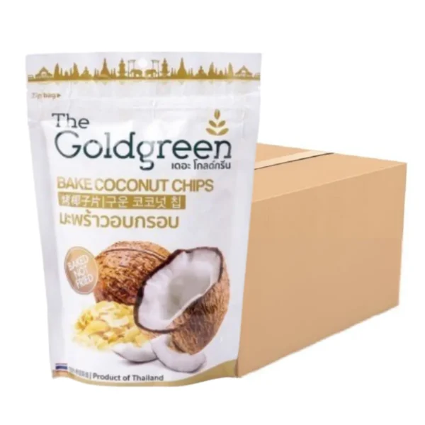 [แพคโปร10] The Goldgreen - มะพร้าวอบกรอบ BAKE COCONUT CHIPS 50 กรัม