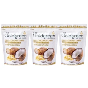 [แพคโปร3] The Goldgreen - มะพร้าวอบกรอบ BAKE COCONUT CHIPS 50 กรัม
