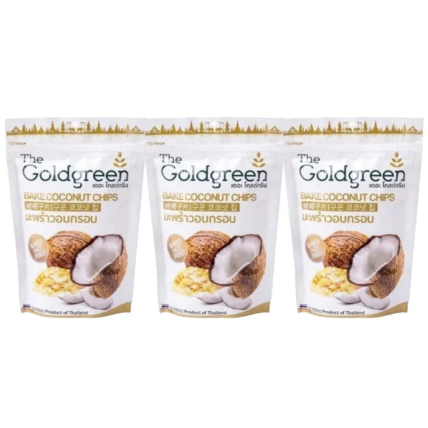 [แพคโปร3] The Goldgreen - มะพร้าวอบกรอบ BAKE COCONUT CHIPS 50 กรัม