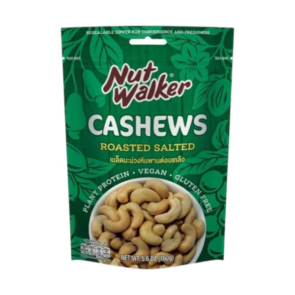 นัท วอล์คเกอร์ มะม่วงหิมพานต์อบเกลือ 160 ก. Nut walker Roasted Salted Cashew Nuts 160 g.